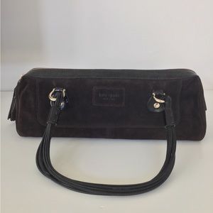 RARE Vintage Kate Spade Brown Suede Shoulder Bag Purse With Leather Straps